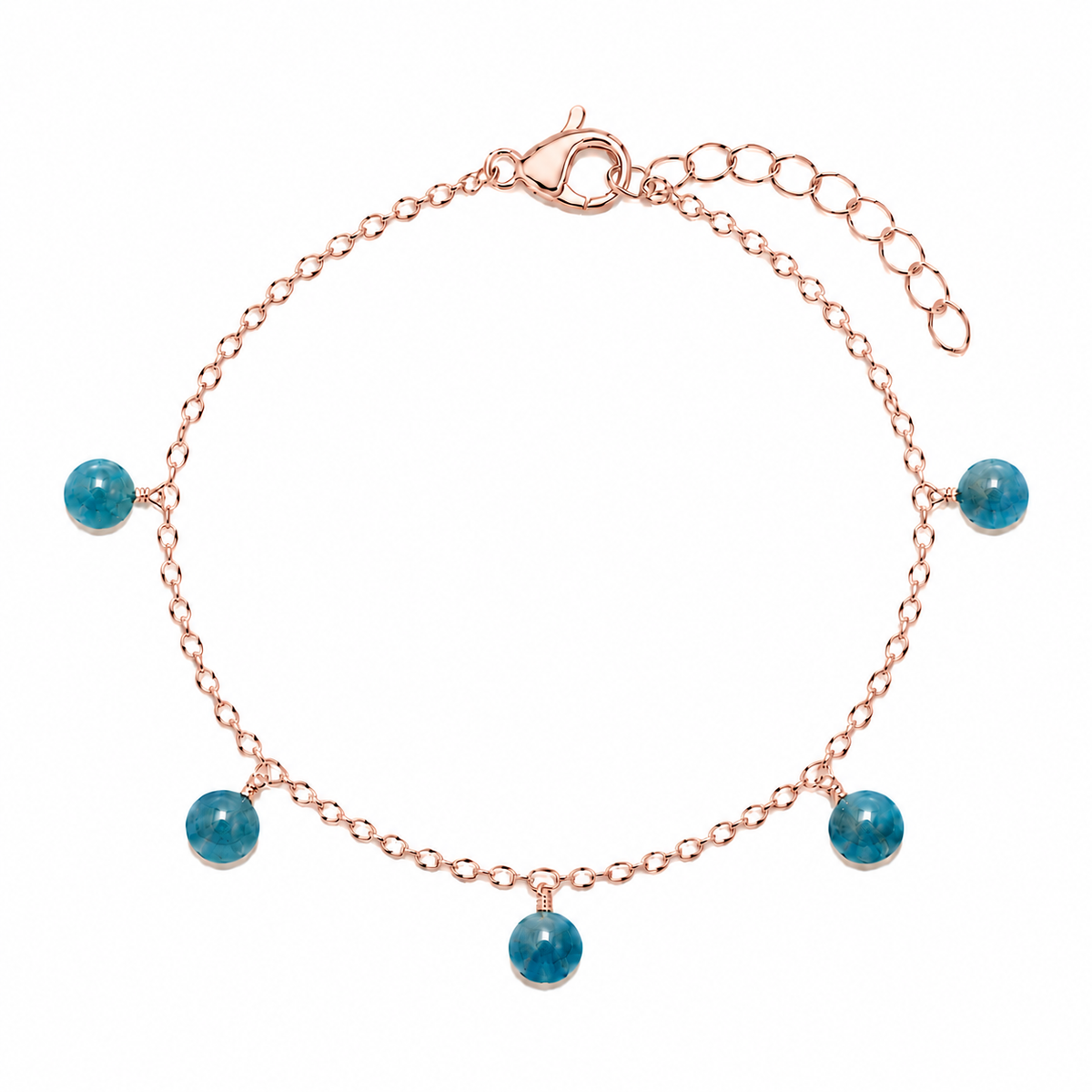 Apatite Boho Gemstone Bead Drop Charm Bracelet