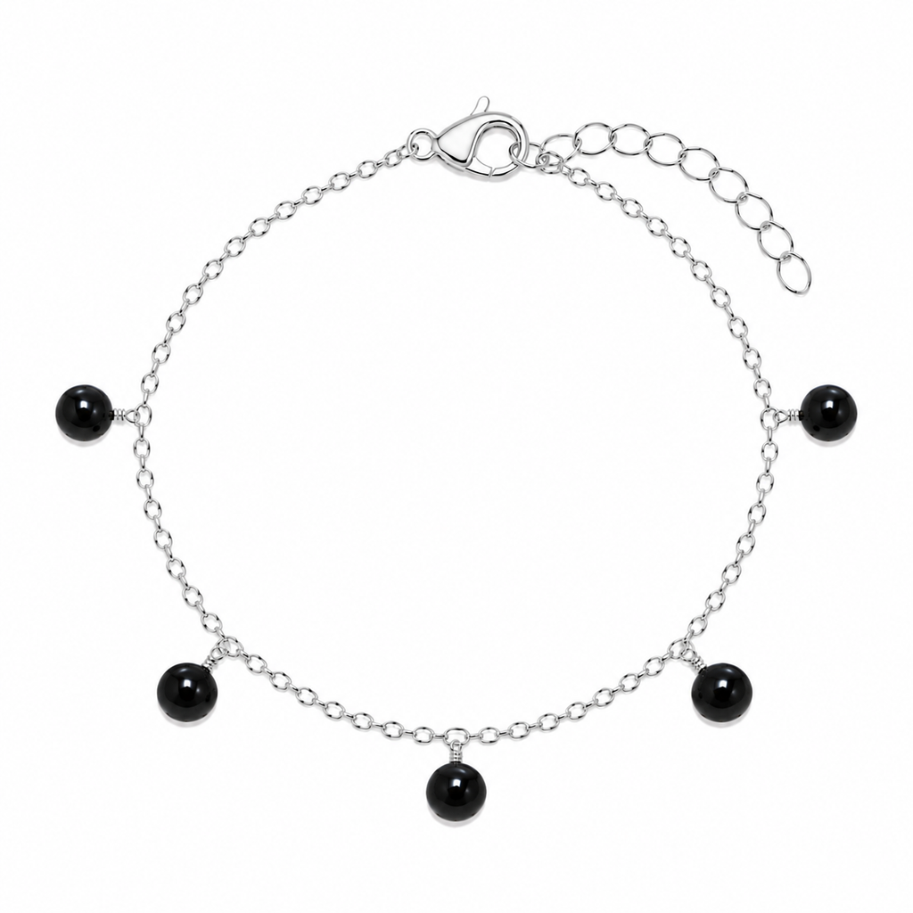Black Onyx Boho Gemstone Bead Drop Charm Bracelet