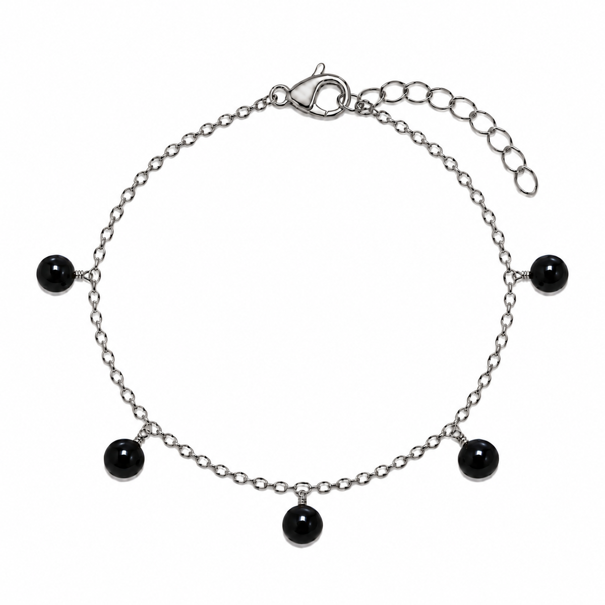 Black Onyx Boho Gemstone Bead Drop Charm Bracelet