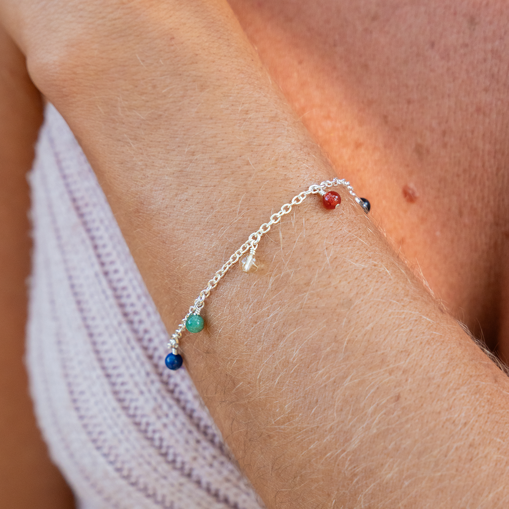 Custom Boho Gemstone Bead Drop Bracelet