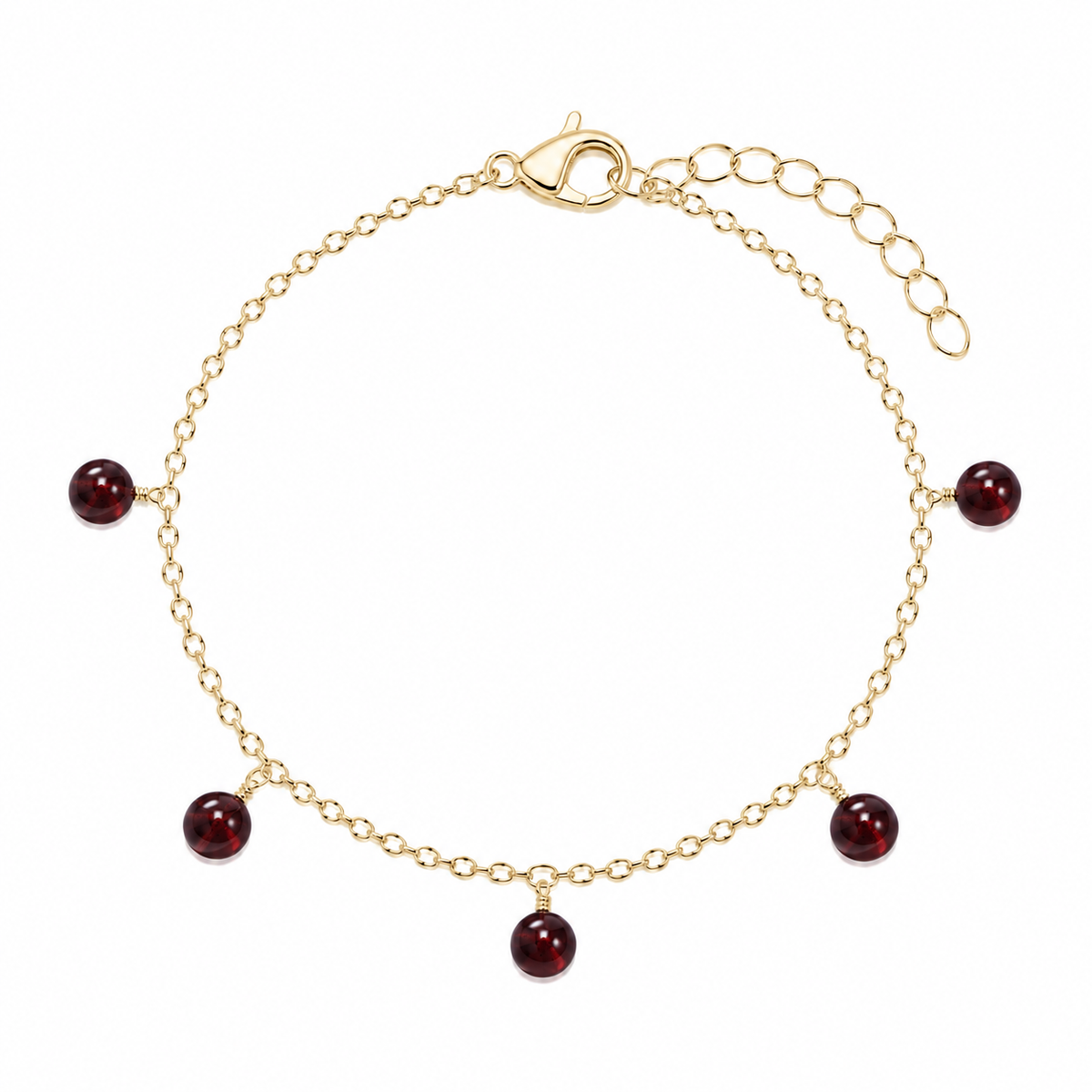 Garnet Boho Gemstone Bead Drop Charm Bracelet