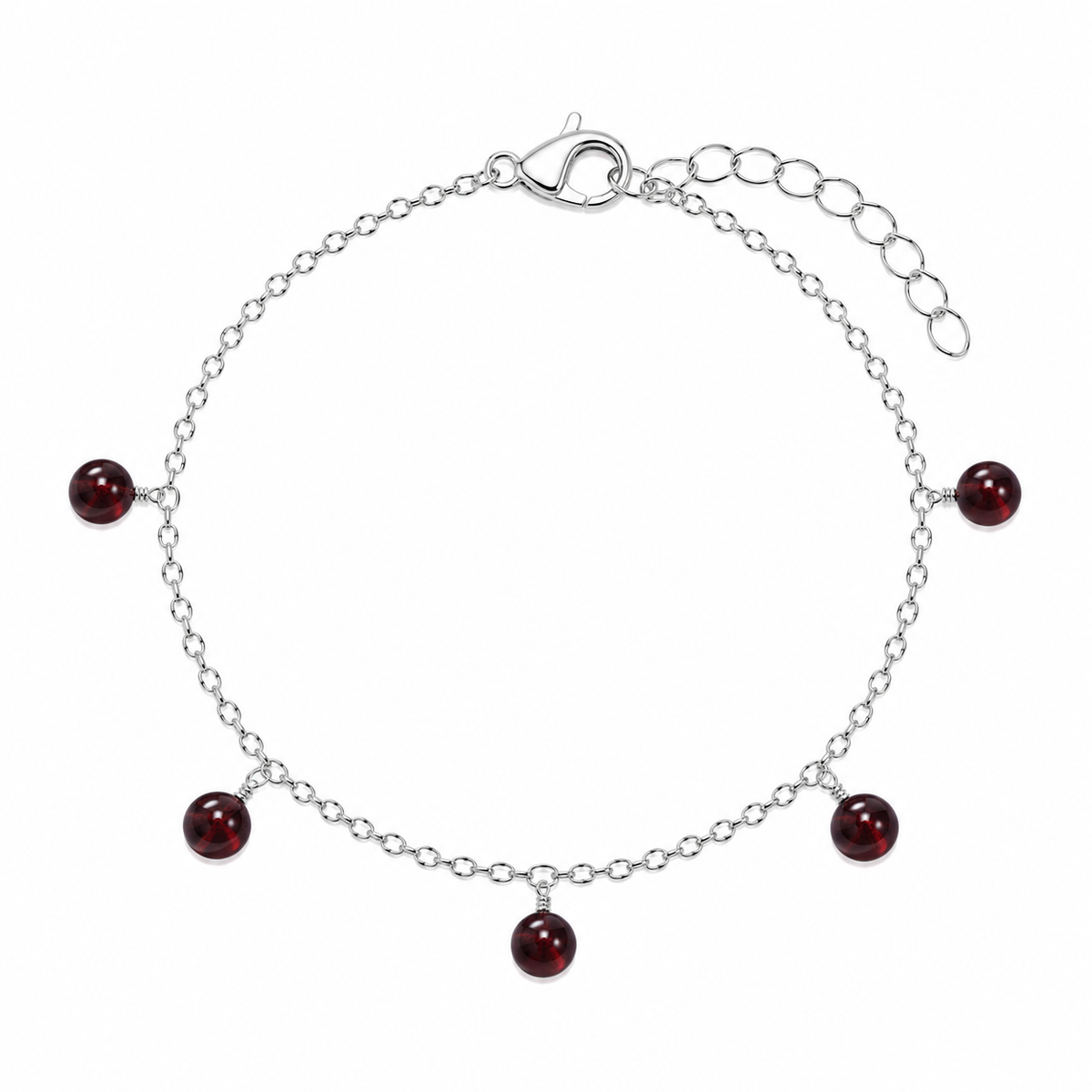 Garnet Boho Gemstone Bead Drop Charm Bracelet