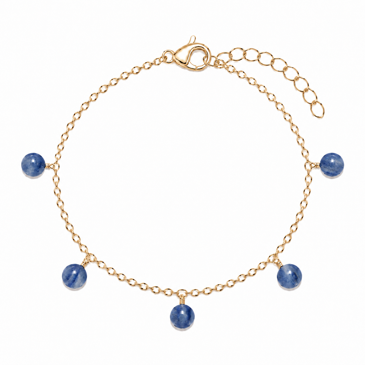 Kyanite Boho Gemstone Bead Drop Charm Bracelet