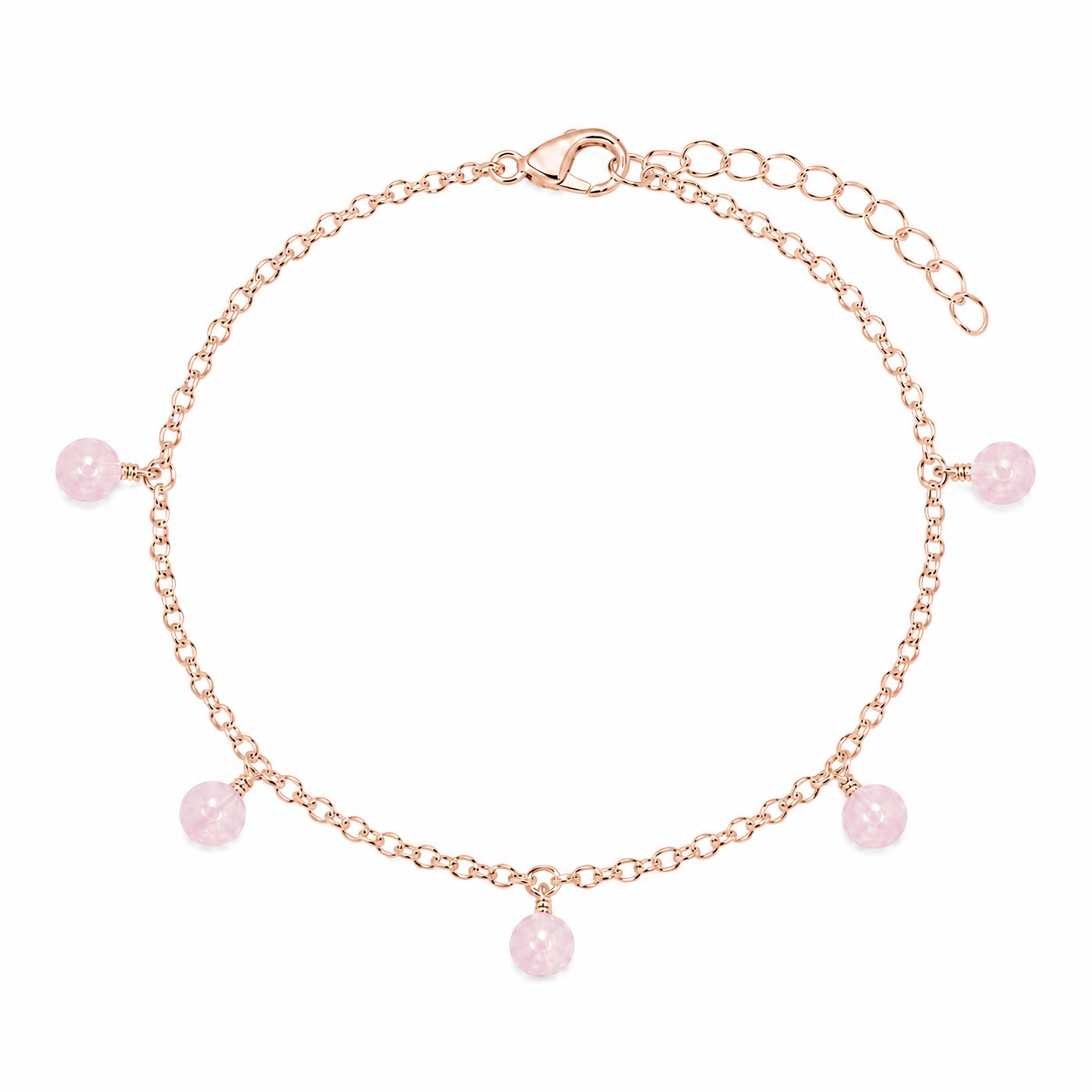 Rose Quartz Boho Gemstone Bead Drop Charm Bracelet
