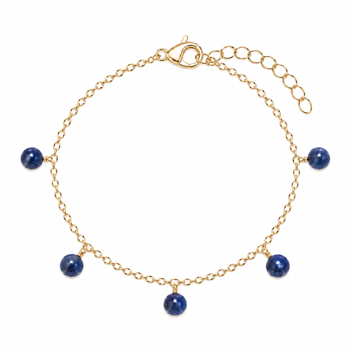 Sapphire Boho Gemstone Bead Drop Charm Bracelet