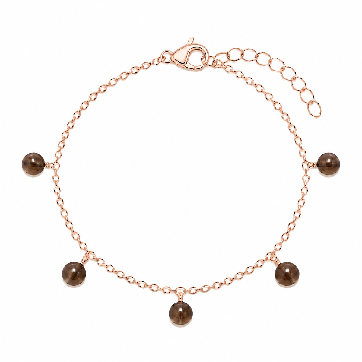 Smoky Quartz Boho Gemstone Bead Drop Charm Bracelet