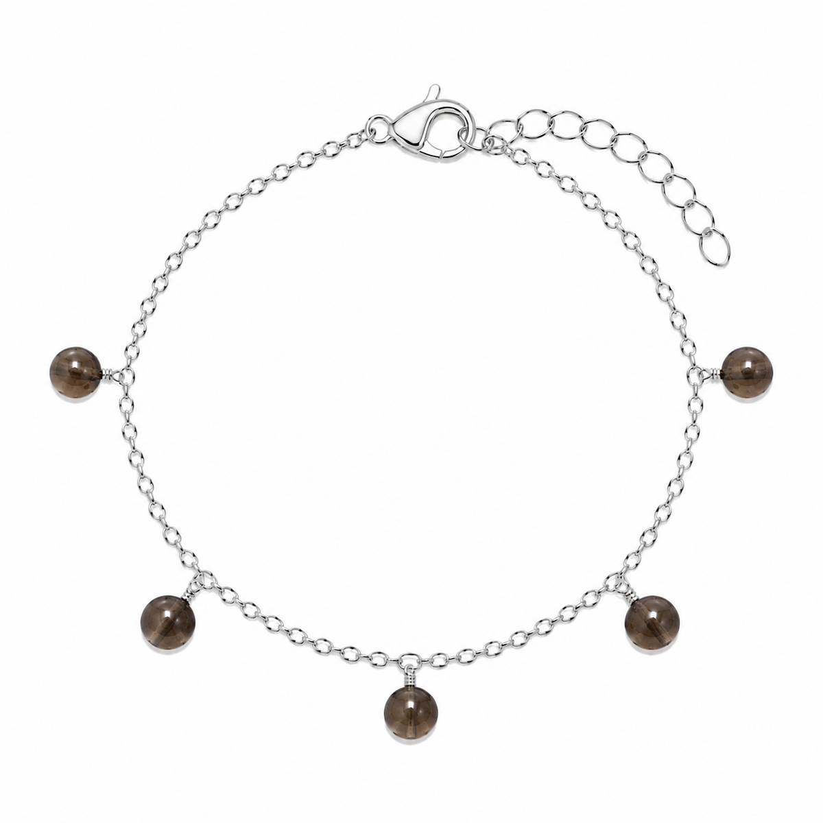 Smoky Quartz Boho Gemstone Bead Drop Charm Bracelet