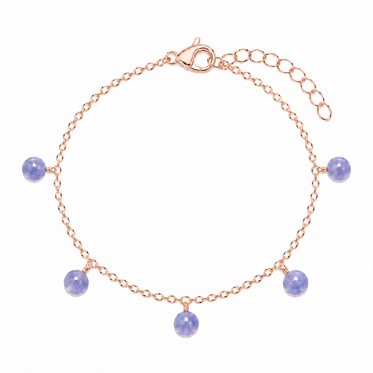 Tanzanite Boho Gemstone Bead Drop Charm Bracelet
