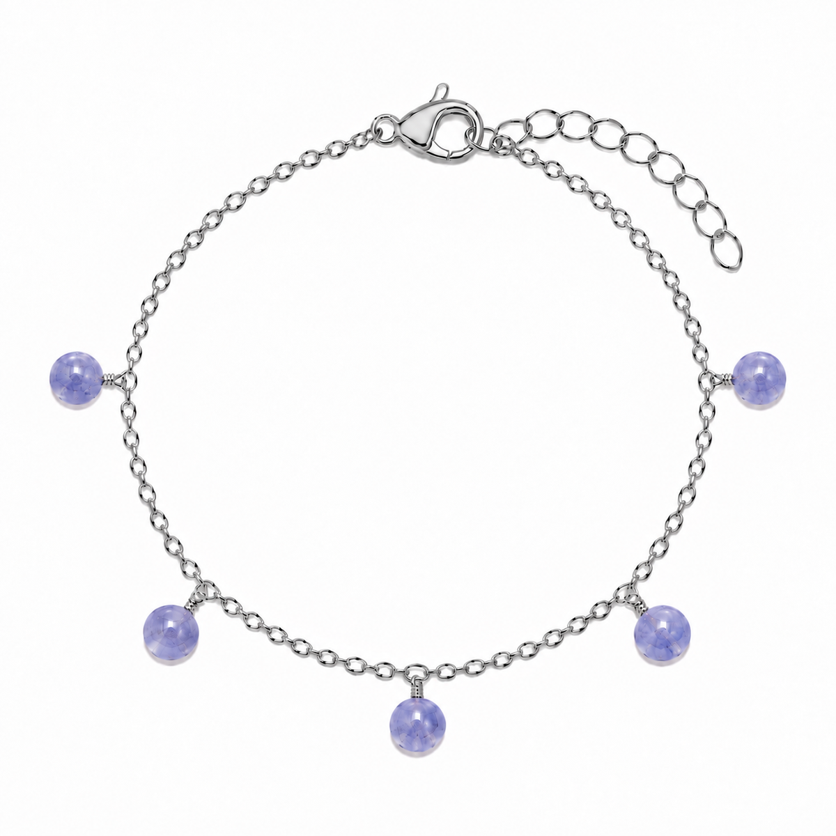 Tanzanite Boho Gemstone Bead Drop Charm Bracelet