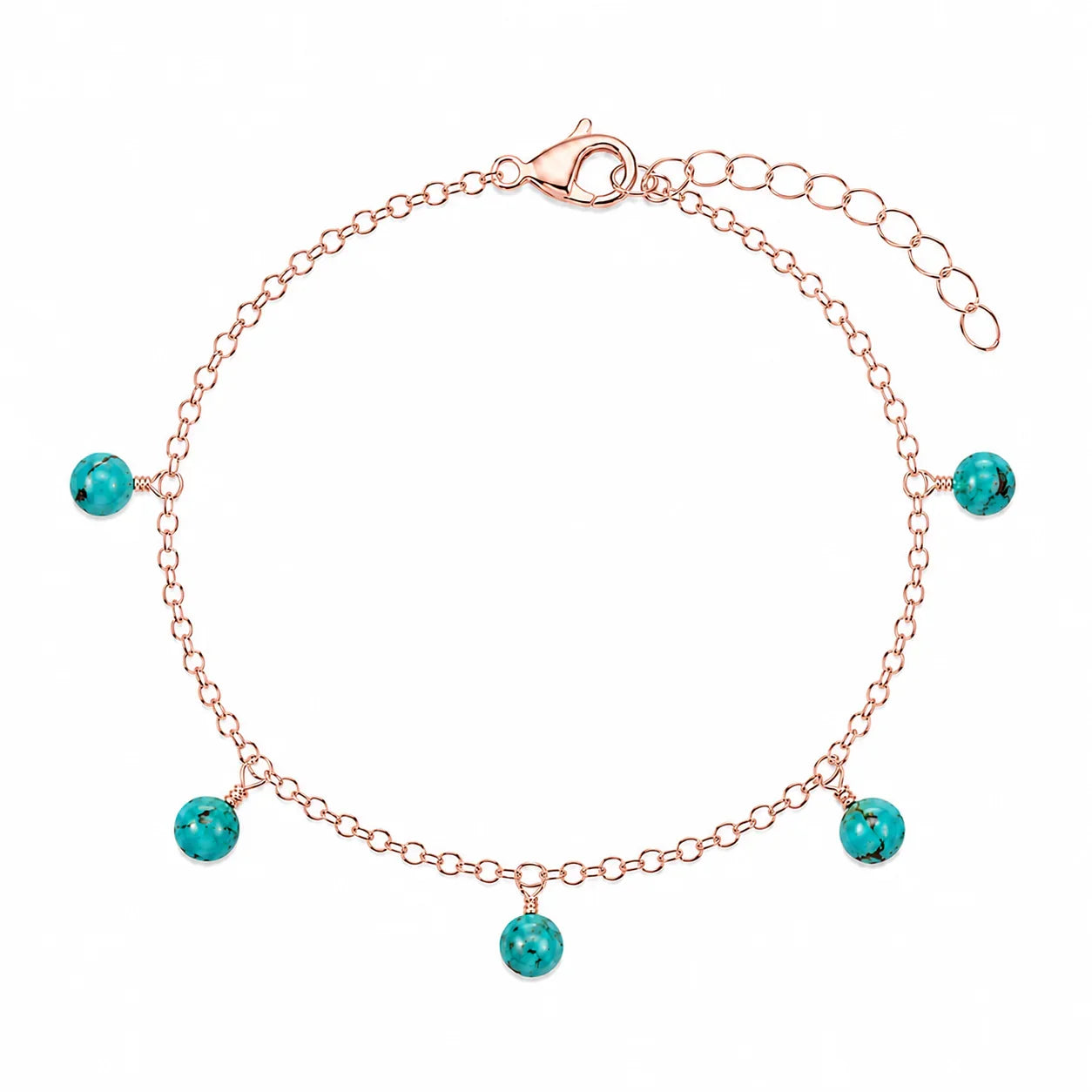 Turquoise Boho Gemstone Bead Drop Charm Bracelet