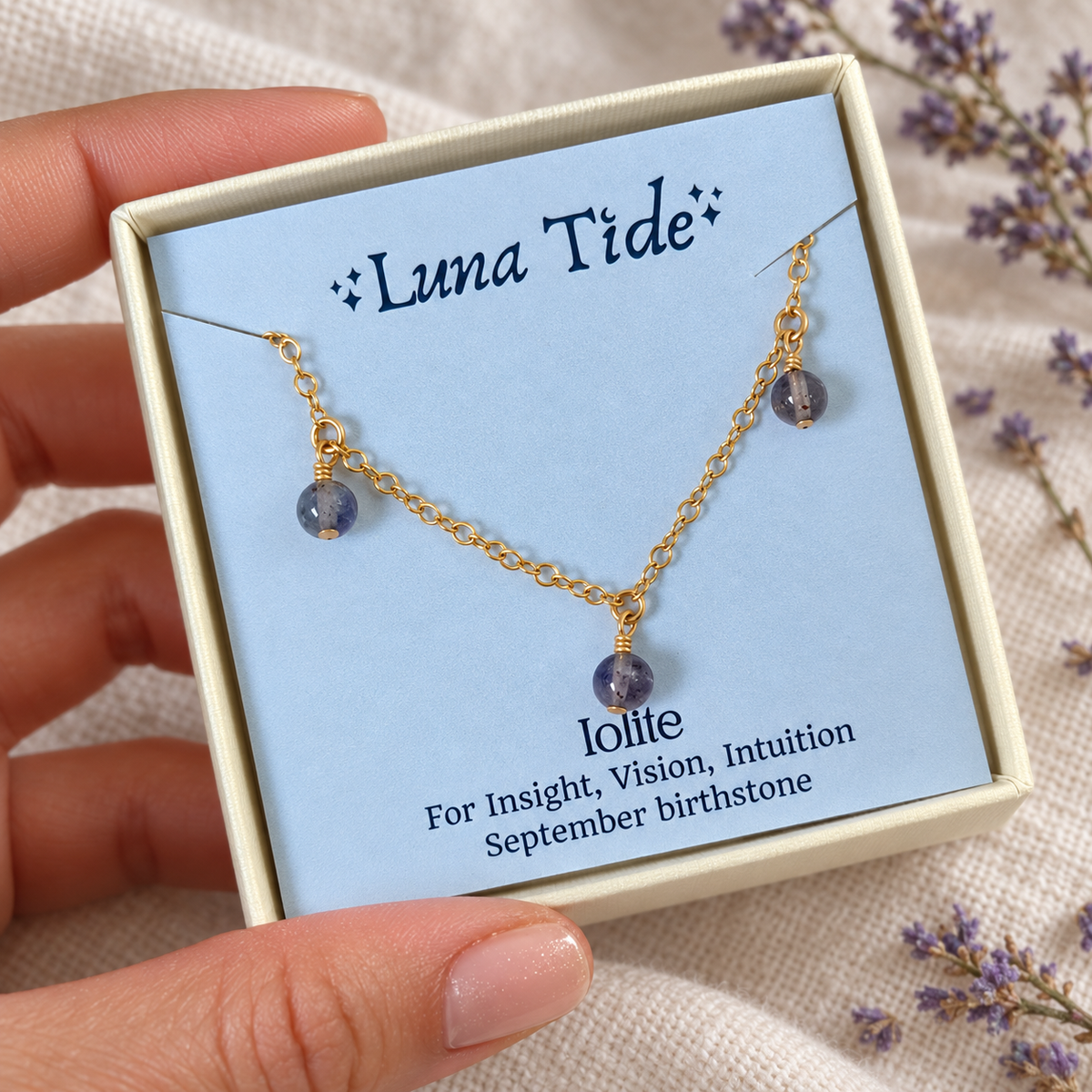 Iolite Crystal Bead Drop Choker