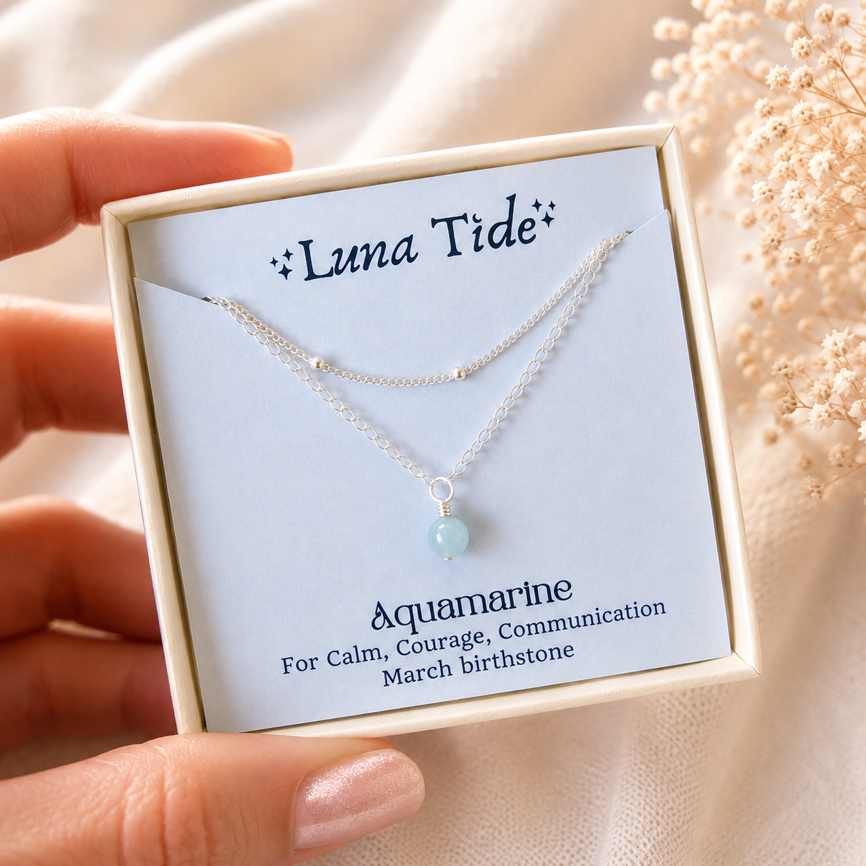 Aquamarine Gemstone Chain Layered Choker Necklace