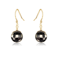 Faceted Pyrite Crystal Circle Dangle Earrings