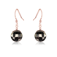 Faceted Pyrite Crystal Circle Dangle Earrings