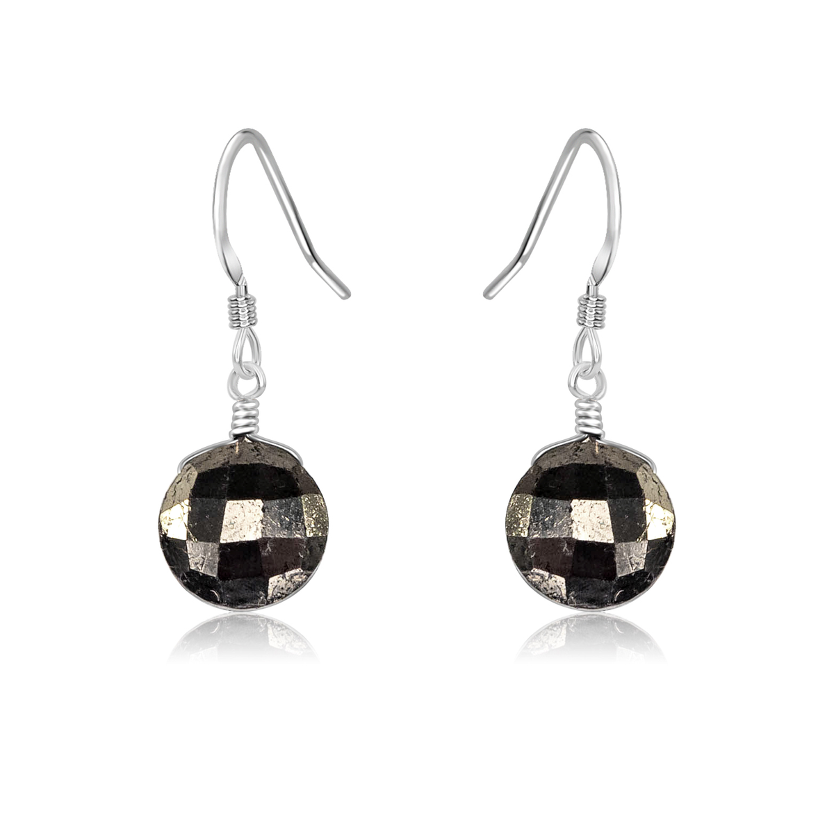 Faceted Pyrite Crystal Circle Dangle Earrings