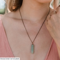 Green Aventurine Polished Hexagonal Point Crystal Pendant