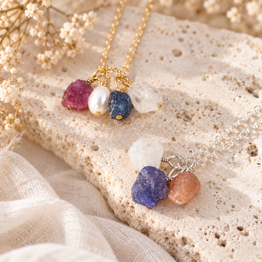 Custom Raw Crystal Cluster Pendant Necklace