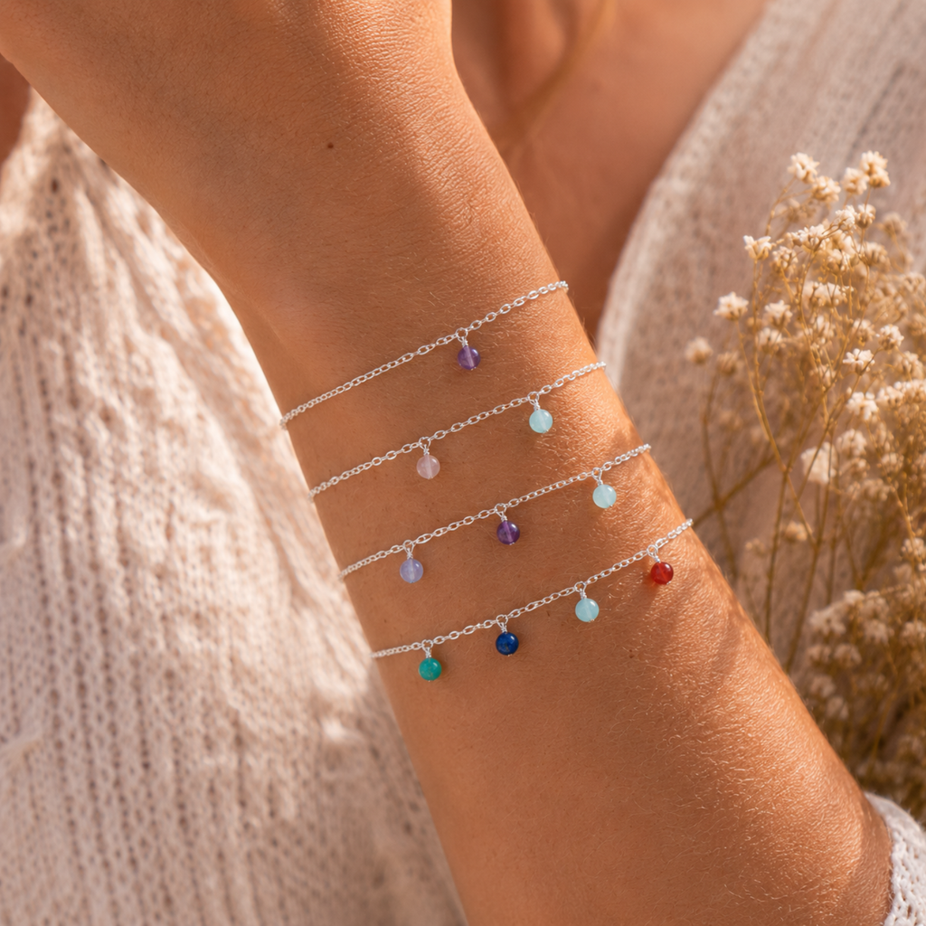 Custom Boho Gemstone Bead Drop Bracelet