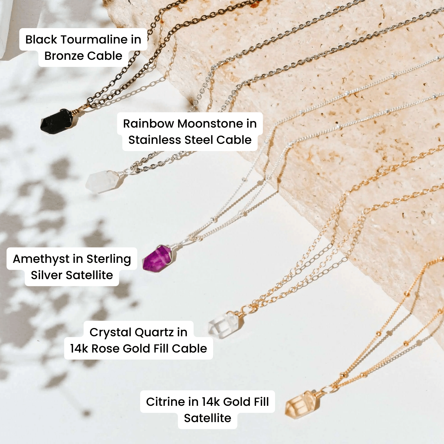 Custom Mini Double Terminated Crystal Point Pendant Necklace