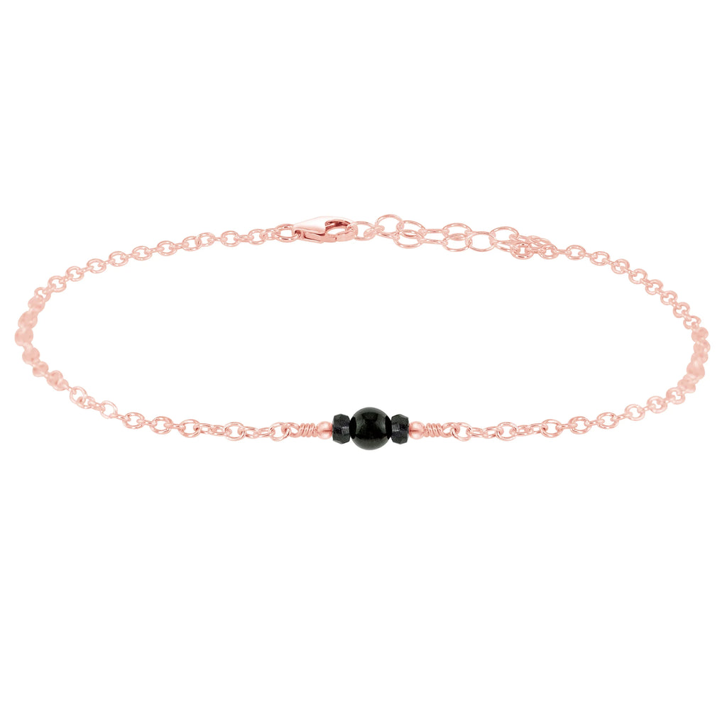 Dainty Black Tourmaline Gemstone Anklet