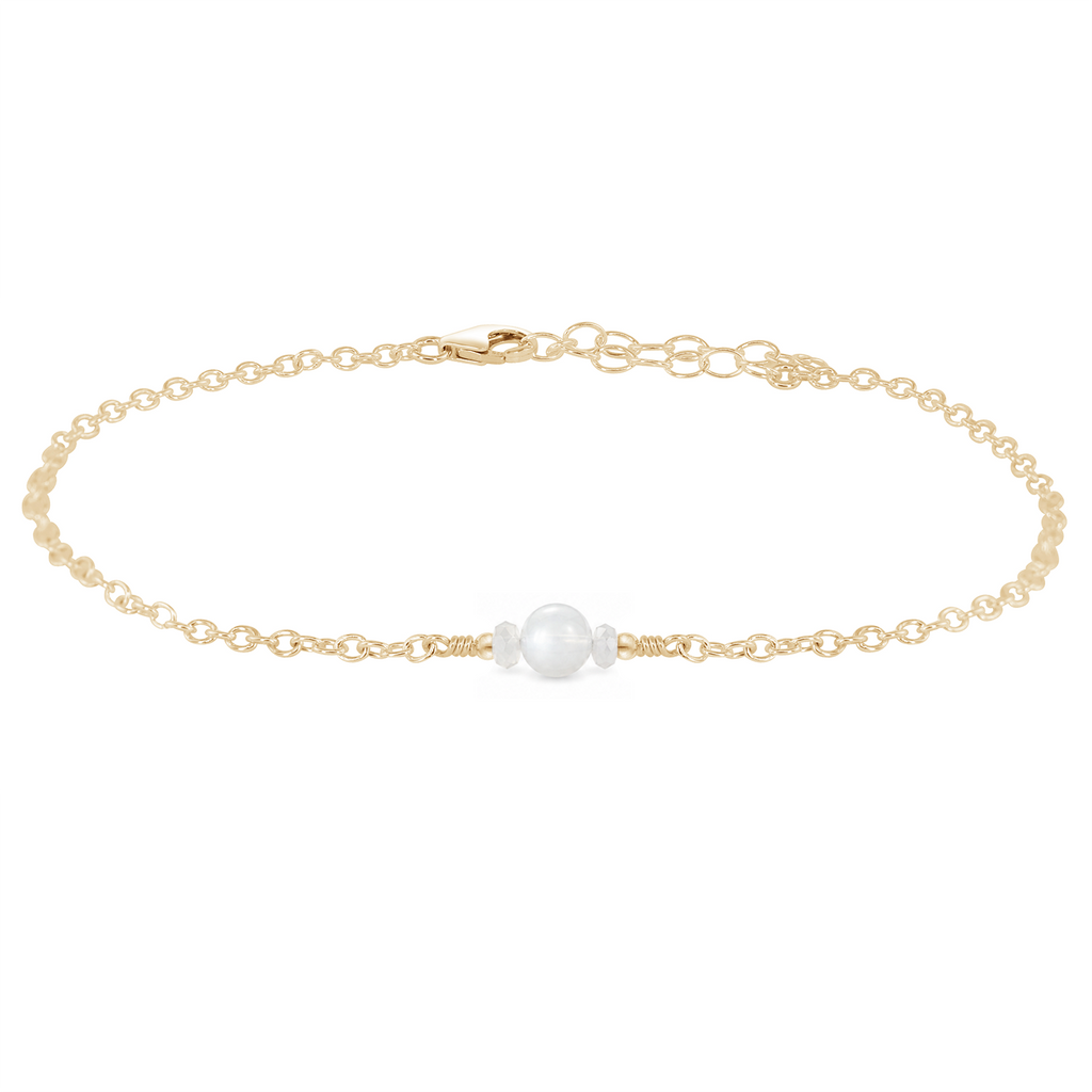 Dainty White Moonstone Gemstone Anklet