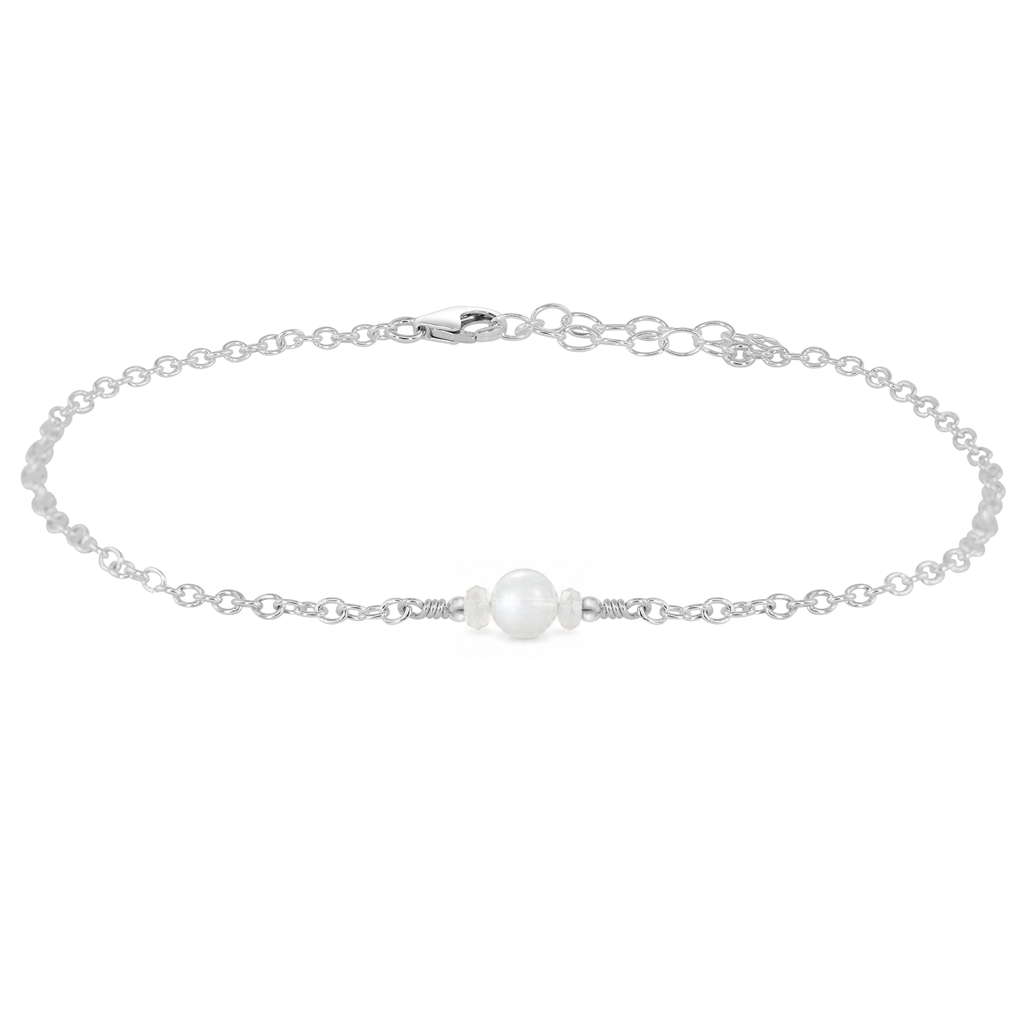 Dainty White Moonstone Gemstone Anklet