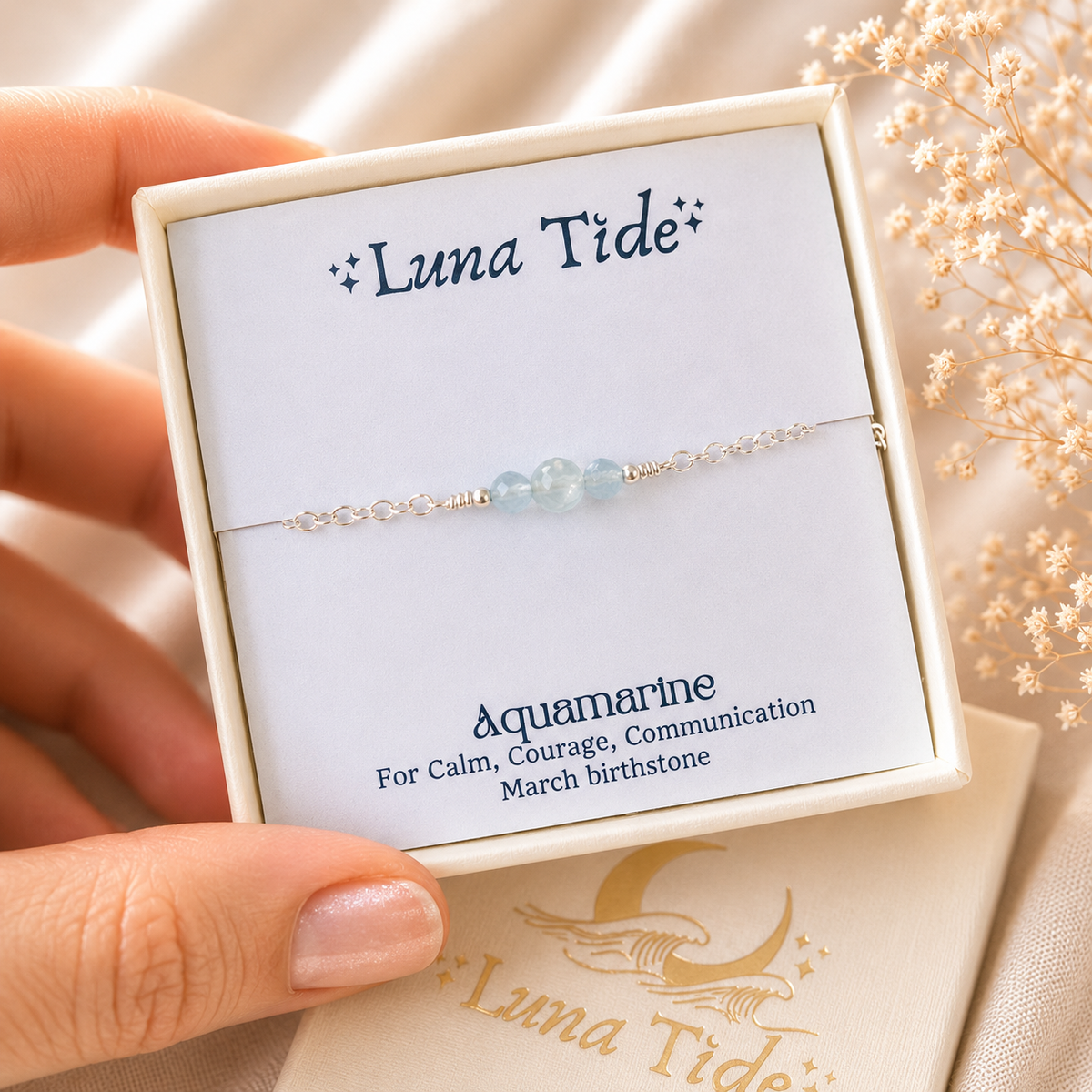 Dainty Aquamarine Gemstone Bracelet