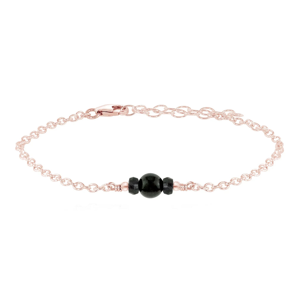 Dainty Black Tourmaline Gemstone Bracelet