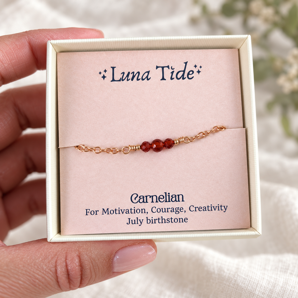 Dainty Carnelian Gemstone Choker Necklace