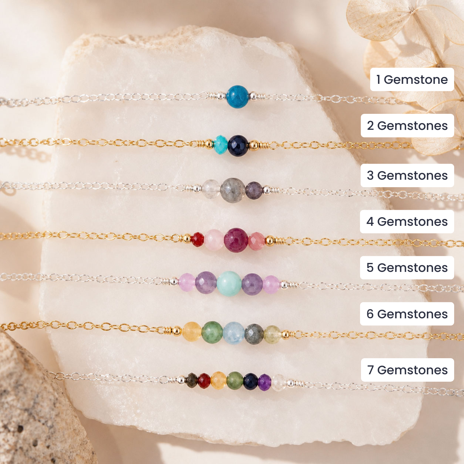 Custom Dainty Gemstone Anklet