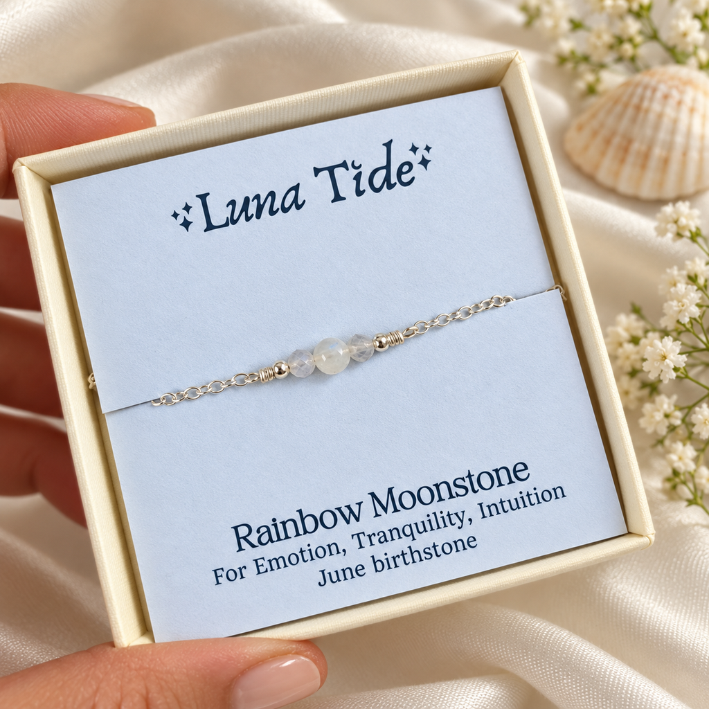 Dainty Rainbow Moonstone Gemstone Choker Necklace