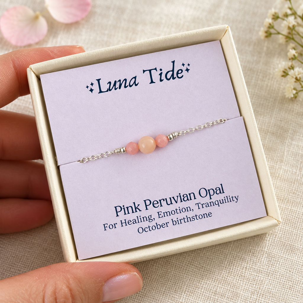 Dainty Pink Peruvian Opal Gemstone Anklet
