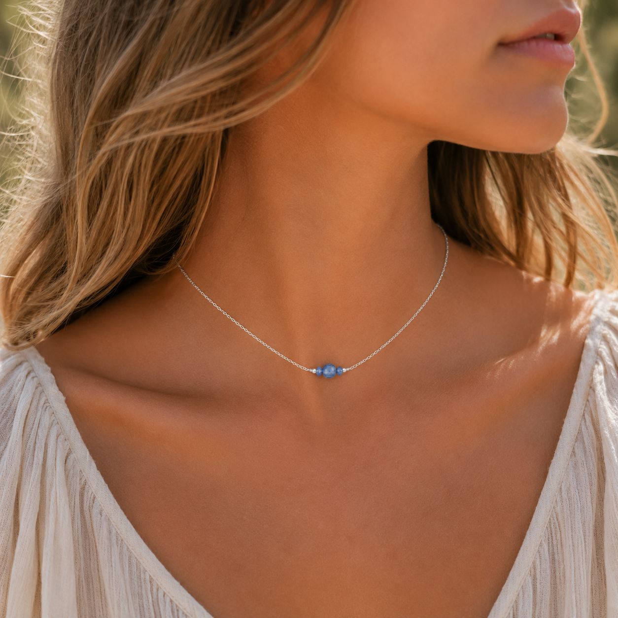 Dainty Kyanite Gemstone Choker Necklace