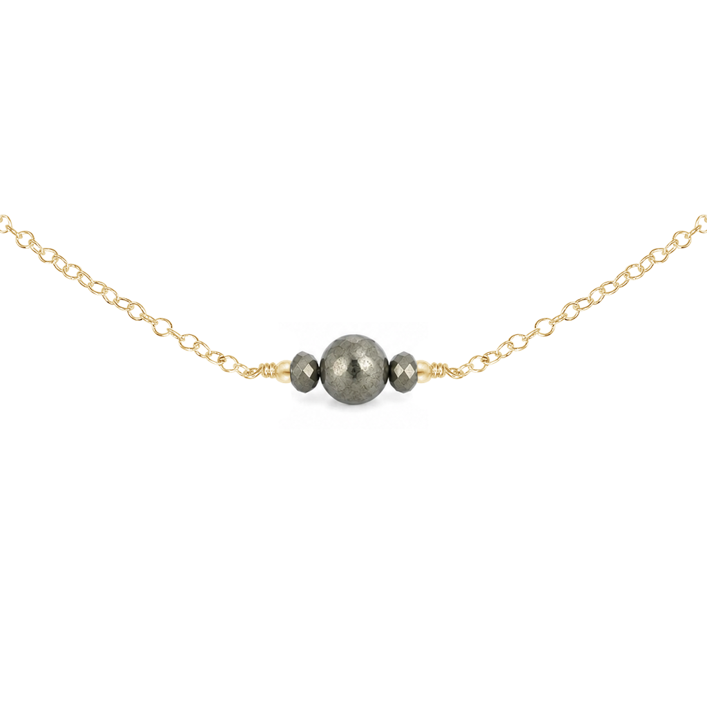 Dainty Pyrite Gemstone Choker Necklace