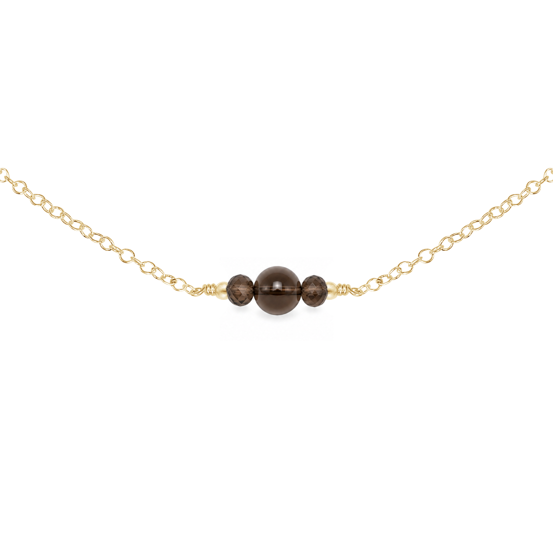 Dainty Smoky Quartz Gemstone Choker Necklace