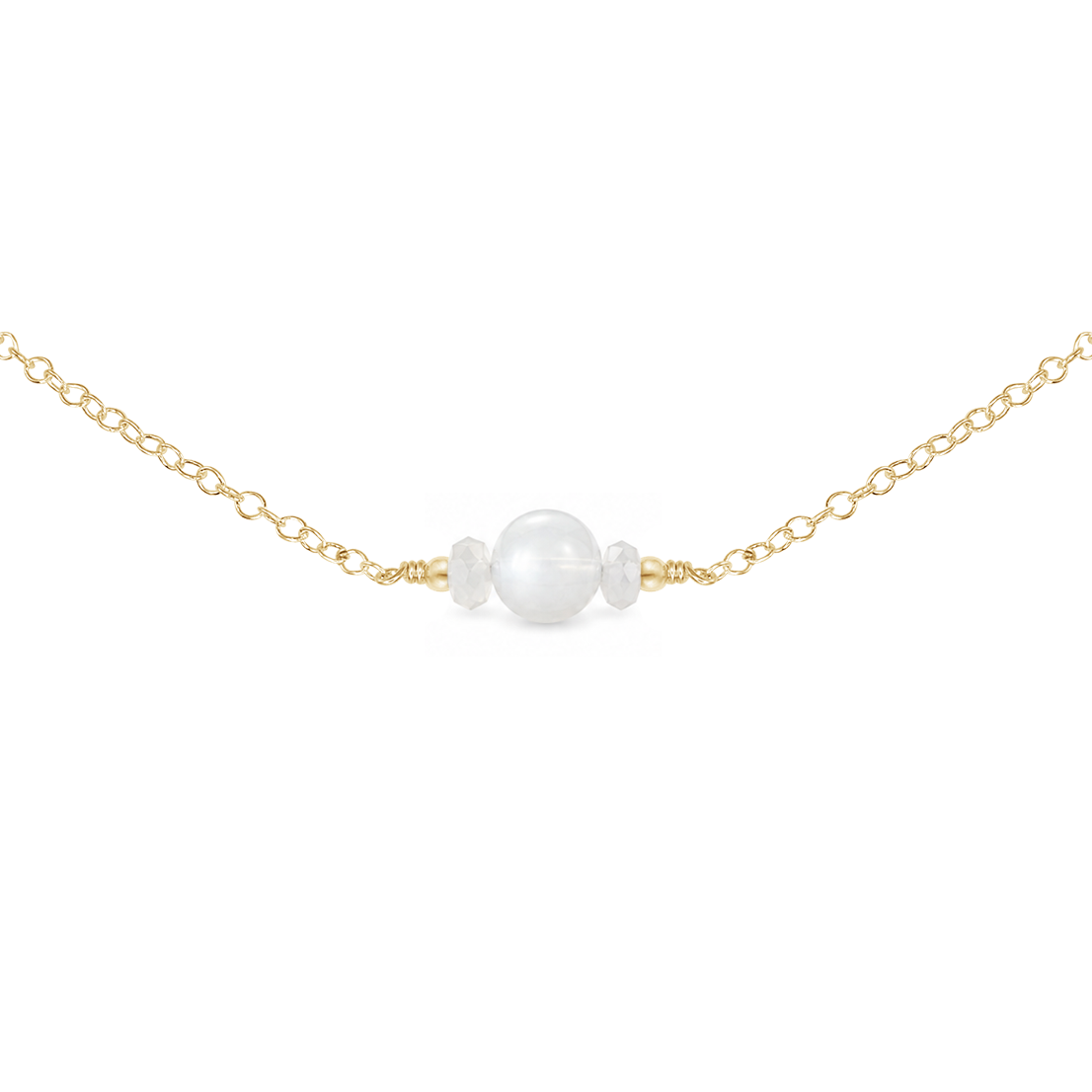 Dainty White Moonstone Gemstone Choker Necklace