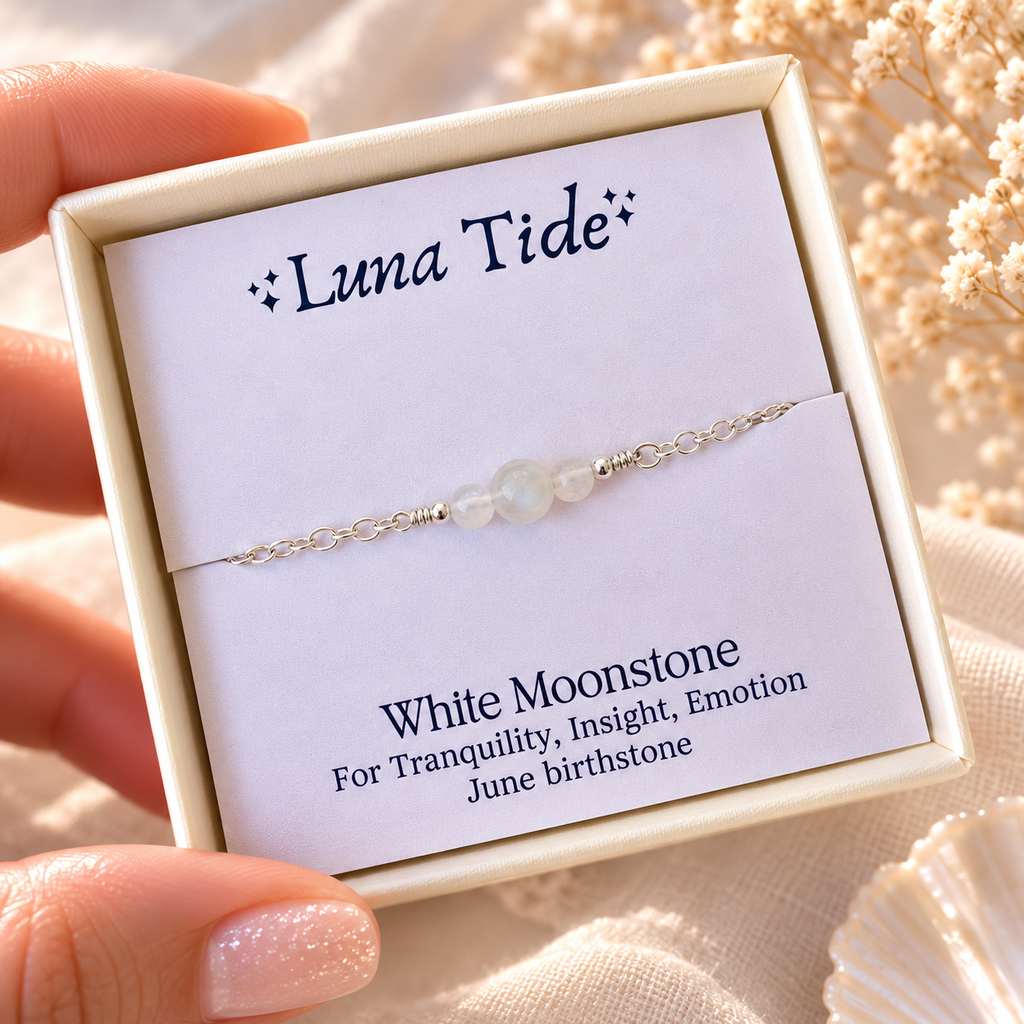 Dainty White Moonstone Gemstone Bracelet