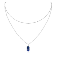 Lapis Lazuli Double Terminated Crystal Chain Layered Choker Necklace