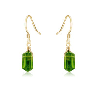 Peridot Mini Double Terminated Crystal Point Dangle Drop Earrings