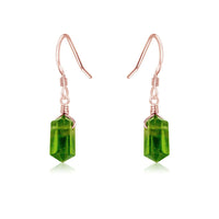 Peridot Mini Double Terminated Crystal Point Dangle Drop Earrings