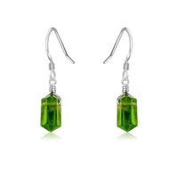 Peridot Mini Double Terminated Crystal Point Dangle Drop Earrings