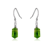 Peridot Mini Double Terminated Crystal Point Dangle Drop Earrings