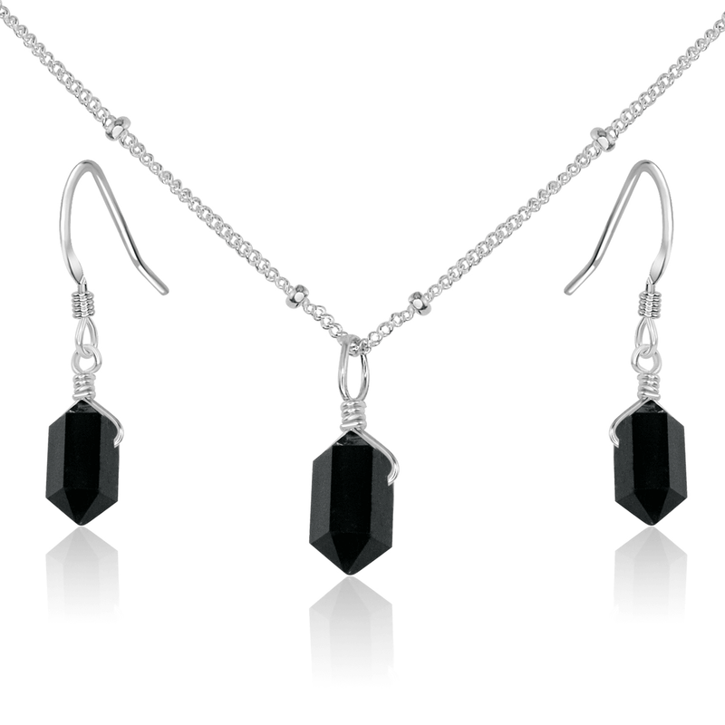 Black Tourmaline Double Terminated Crystal Jewellery Set