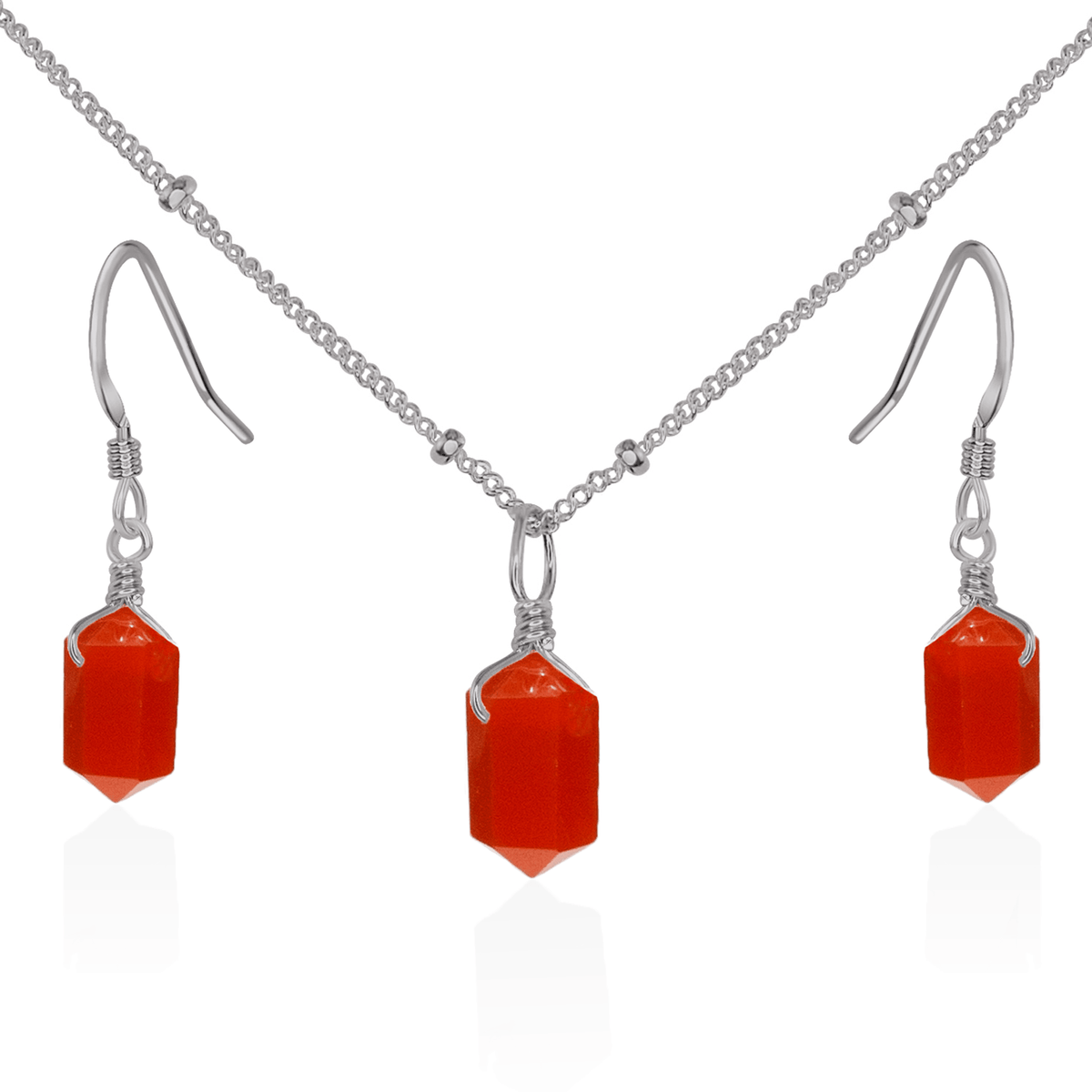 Carnelian Double Terminated Crystal Jewellery Set