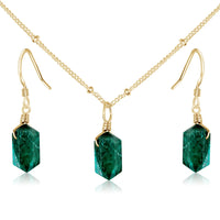 Emerald Double Terminated Crystal Jewellery Set