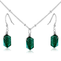 Emerald Double Terminated Crystal Jewellery Set