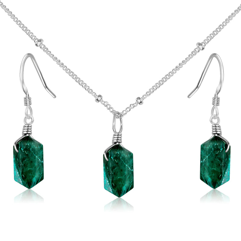 Emerald Double Terminated Crystal Jewellery Set