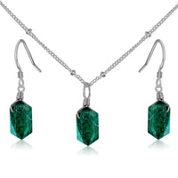 Emerald Double Terminated Crystal Jewellery Set
