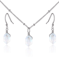 Rainbow Moonstone Double Terminated Crystal Jewellery Set