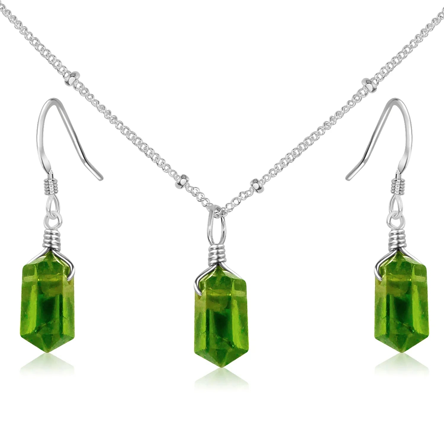 Peridot Double Terminated Crystal Jewellery Set
